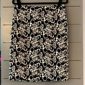 Elegant B&W Floral Talbots Skirt